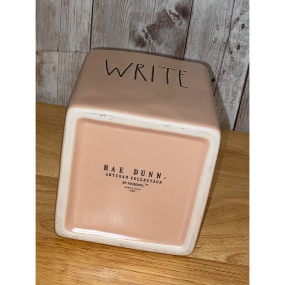 Rae Dunn Ceramic Pink Write Desk Organizer Pencil Pen Holder Caddy - Picture 7 of 8